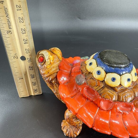 Vintage Mexican Turtle Figurine Resin With Stones Hand Crafted Figure Decor VTG - Picture 9 of 12